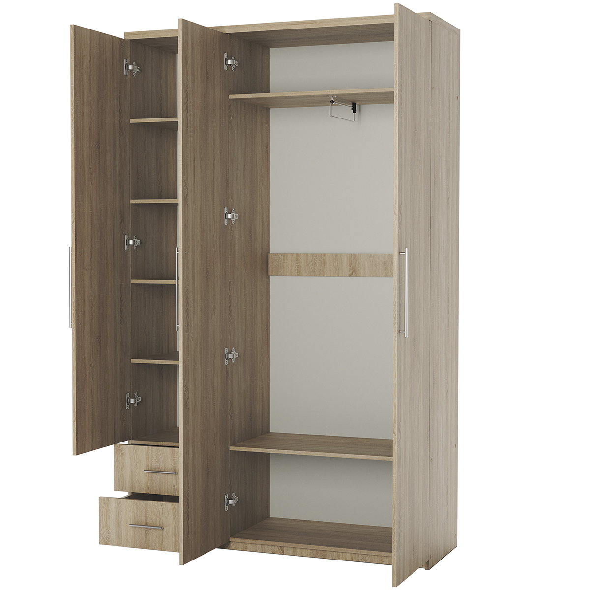 Изображение товара Шкаф распашной Шарм-Дизайн 3 дверный 105x220x45 см ЛДСП цвет дуб сонома