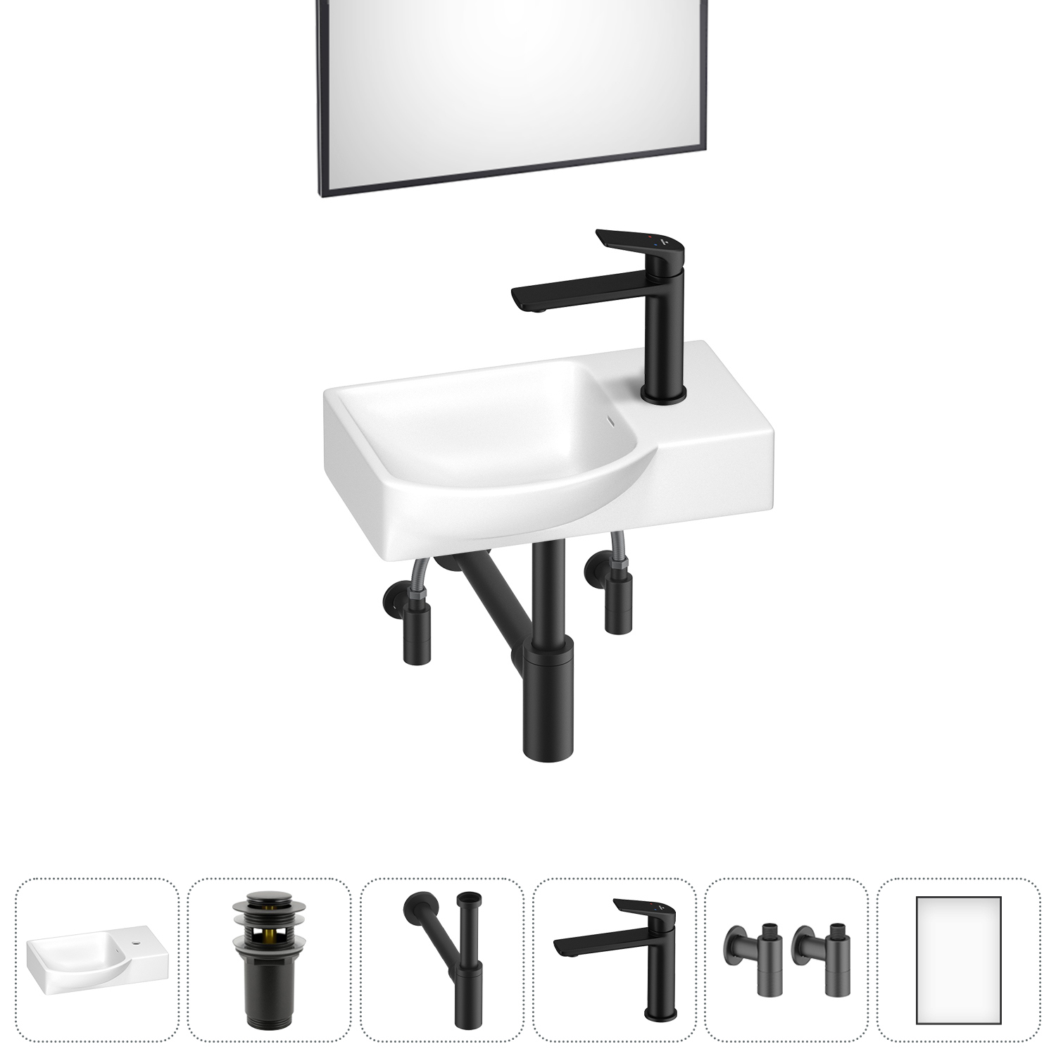 Изображение товара Раковина Wellsee wc area 202011886 45см цвет матовый черный (комплектующие)