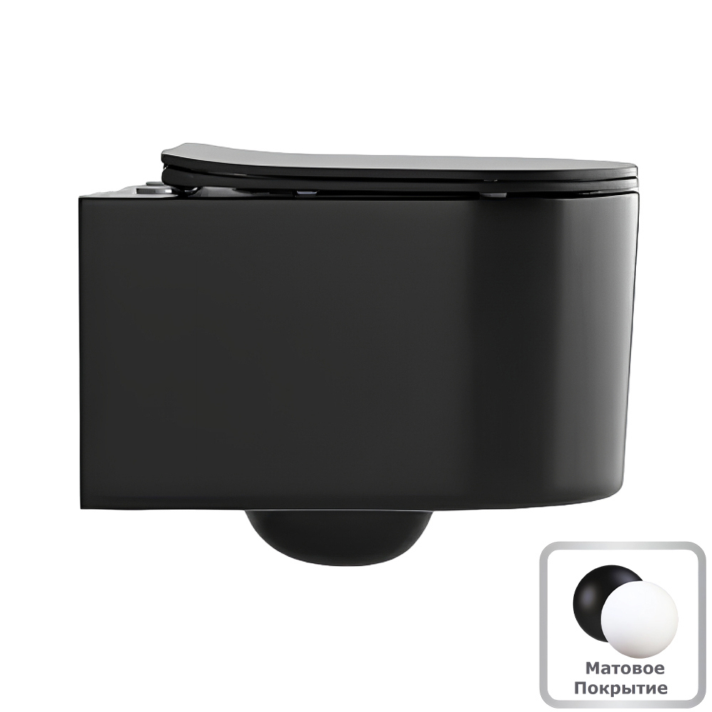 Изображение товара Подвесной унитаз Ceruttispa 9238 безободковый с сиденьем микролифт черный матовый
