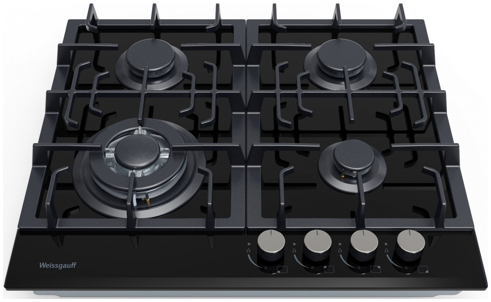 Изображение товара Газовая варочная панель Weissgauff HGG 641 BV 4 конфорки черный 58 см