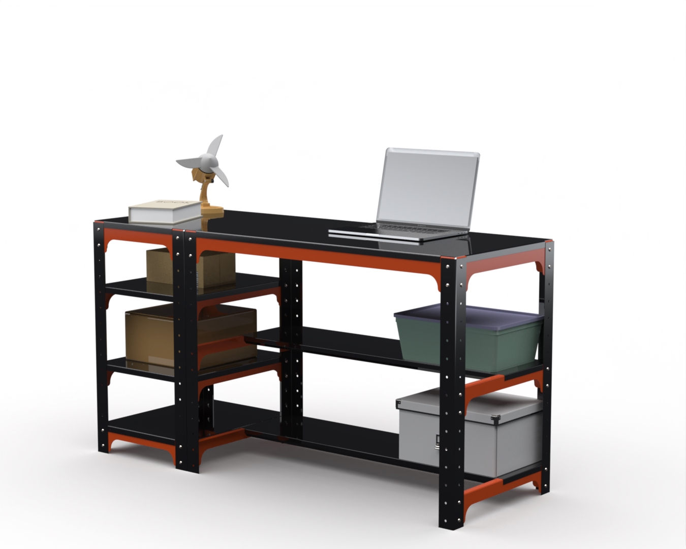 Изображение товара Стол металлический Metalex 201235 с боковыми полками до 260 кг