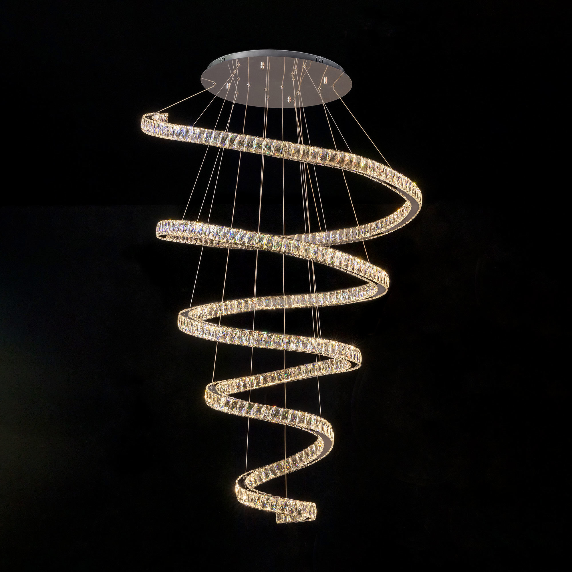 Изображение товара Люстра подвесная светодиодная хрустальная Eletto olimpia el330p140 с пультом управления 44 м² регулируемый белый свет цвет серый/серебристый