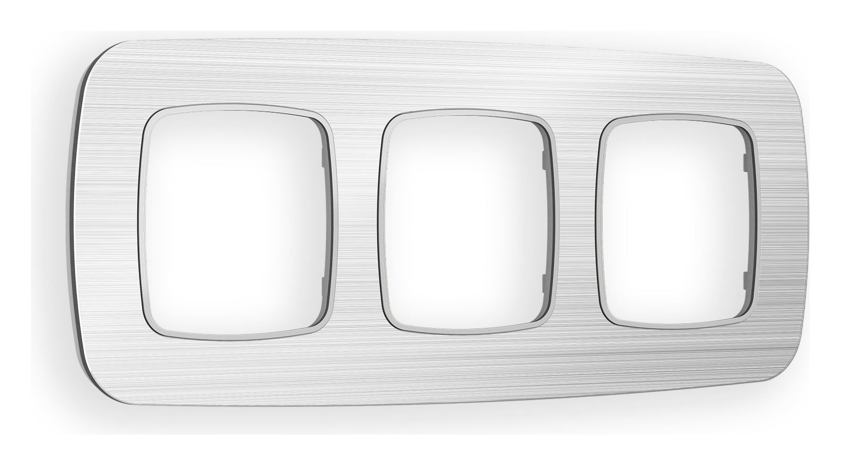 Изображение товара Рамка для розеток и выключателей Ambrella Volt Omega Radian OF580103 серебро металл 3 поста