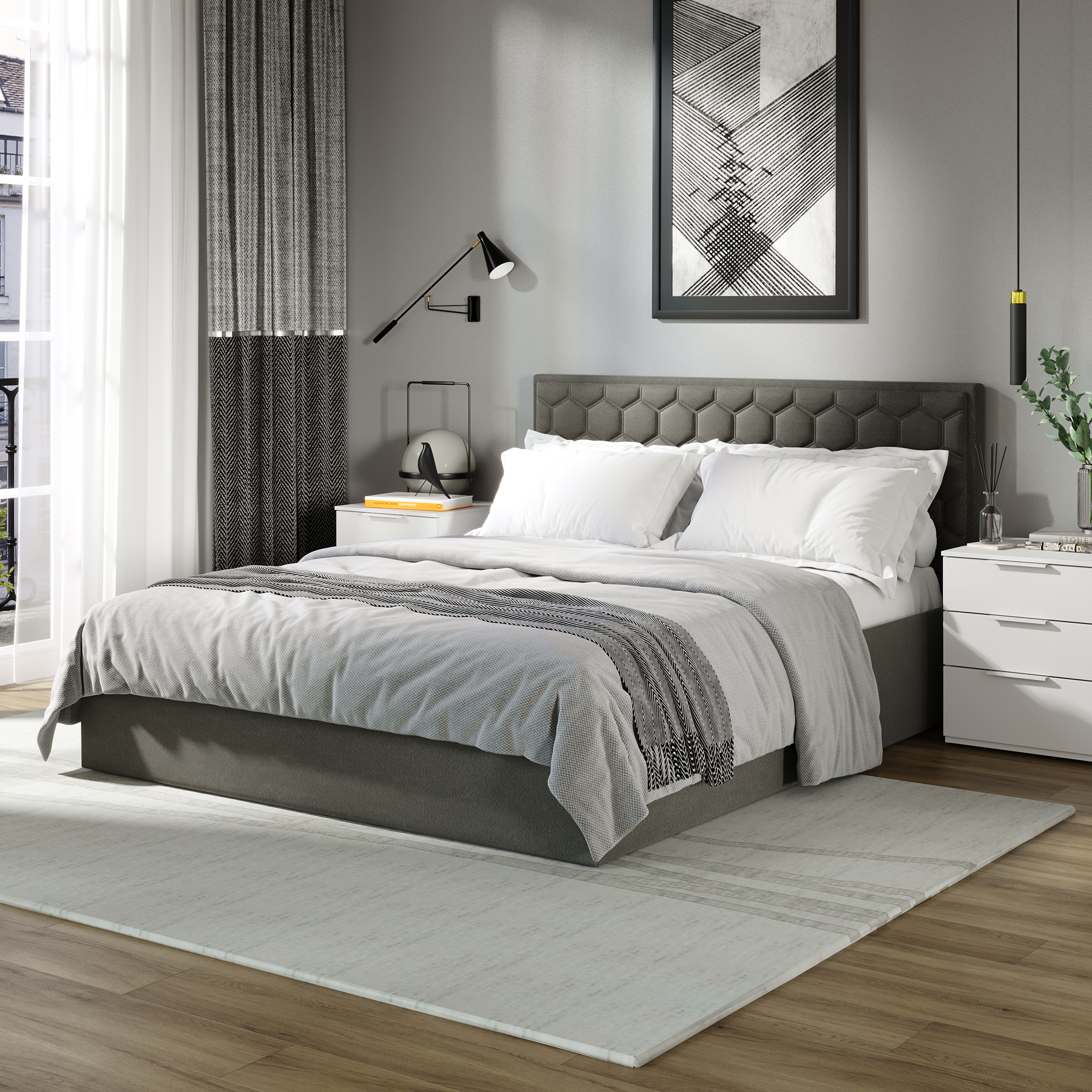 Изображение товара Кровать Трия 247947 с подъемным механизмом и обивкой из велюра 160x200 см