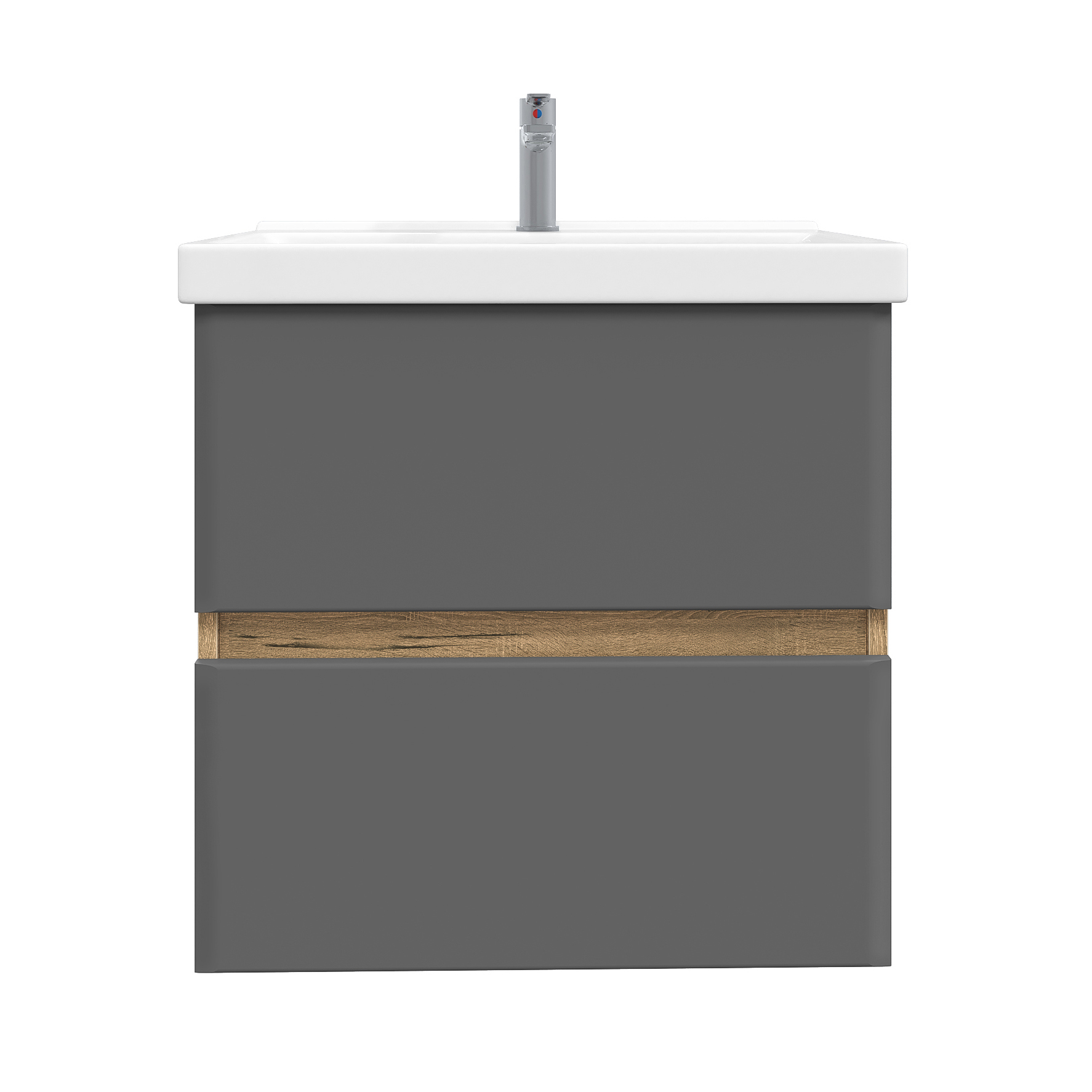Изображение товара Тумба RUVANN VAUS 50 с раковиной Фест 50, дуб вотан графит софт, подвесная