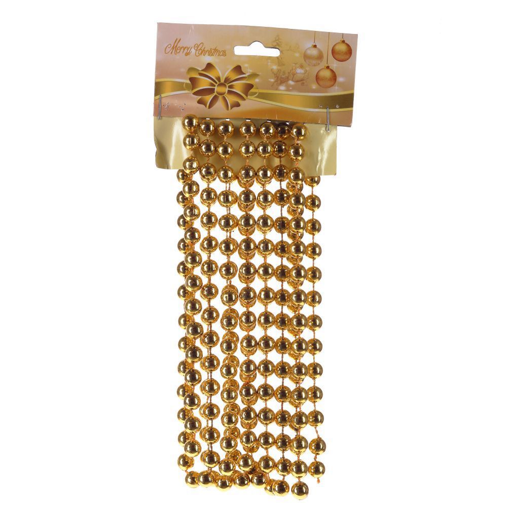 Изображение товара Пластиковые бусы длиной 270 см жёлтый и золотой цвета для украшения и декора