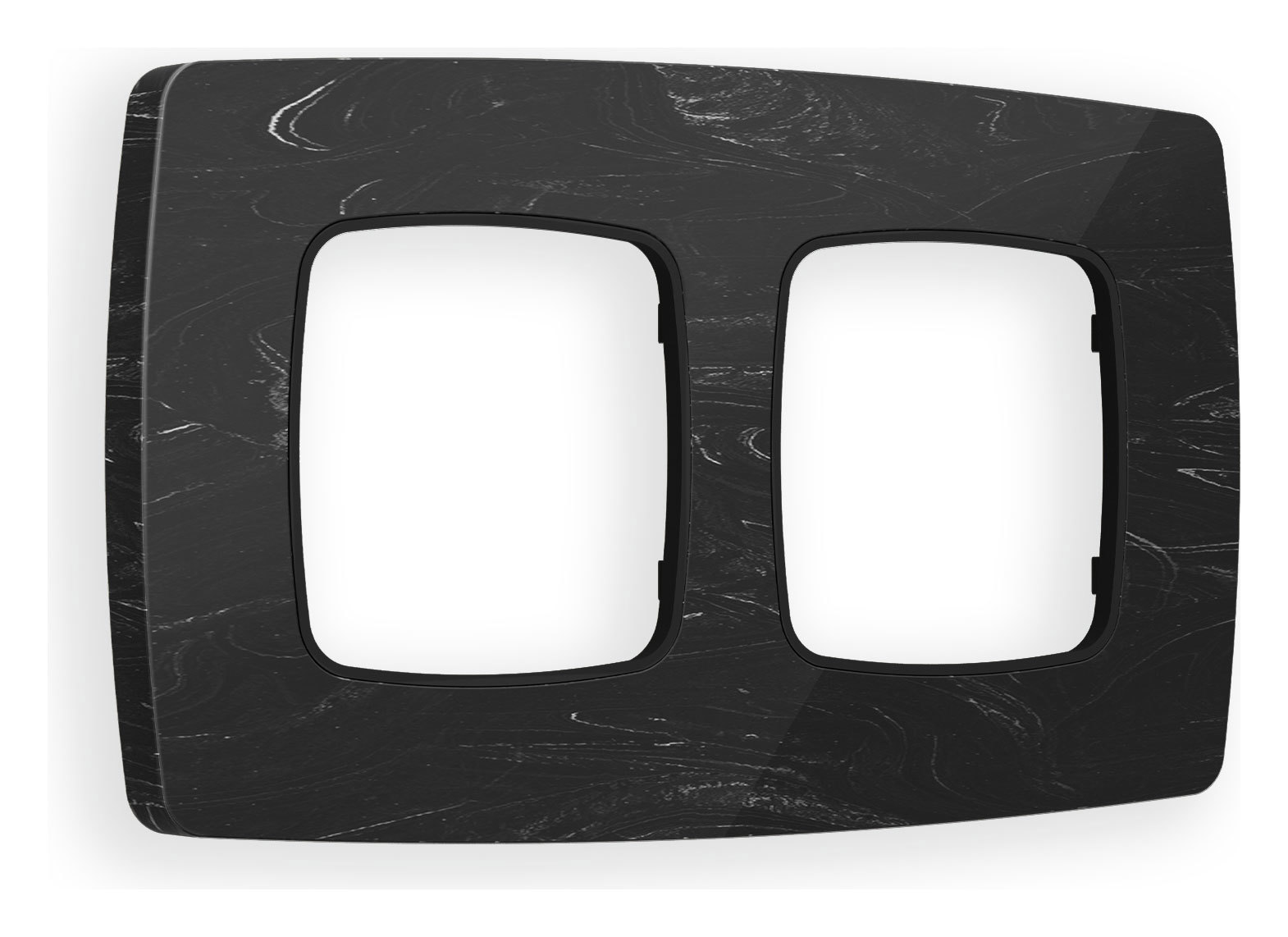 Изображение товара Рамка для розеток и выключателей Ambrella Volt Онега OF940702 черный мрамор 2 поста