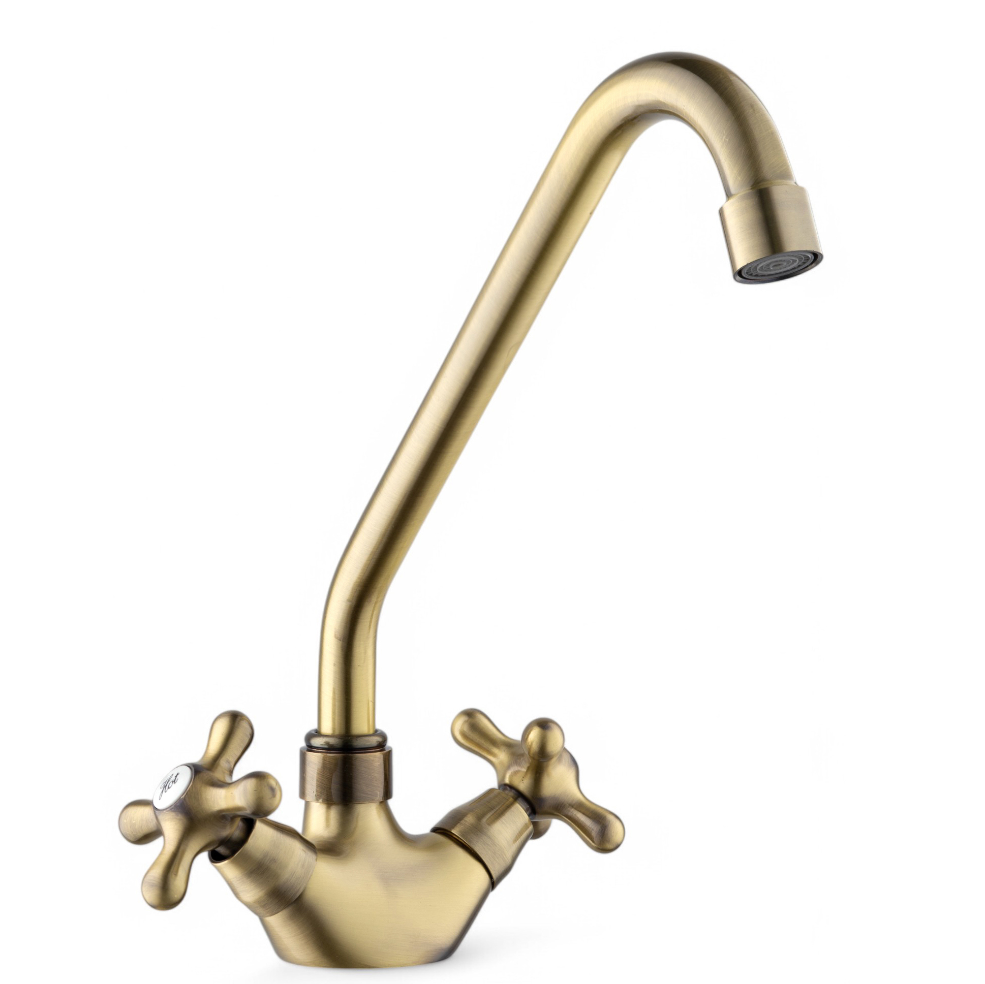 Изображение товара Смеситель для кухни Potato P49314-2 с поворотным изливом бронза