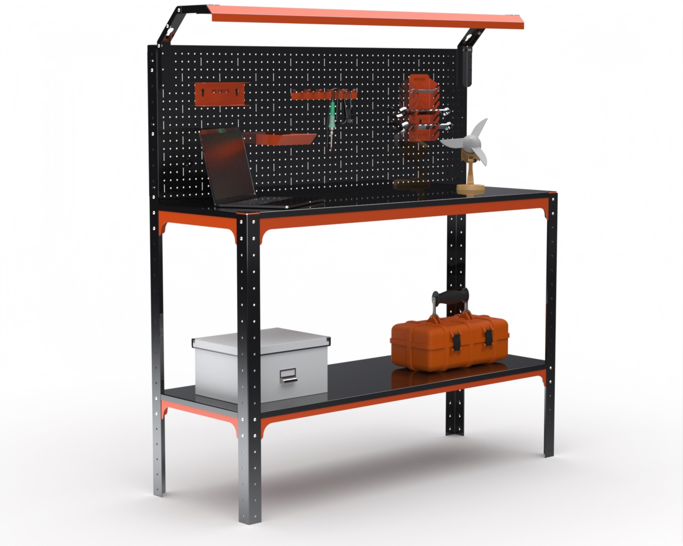 Изображение товара Стол-верстак Metalex Kit 204910 с освещением и перфопанелью Изображение товара Стол-верстак Metalex Kit 204910 с освещением и перфопанелью