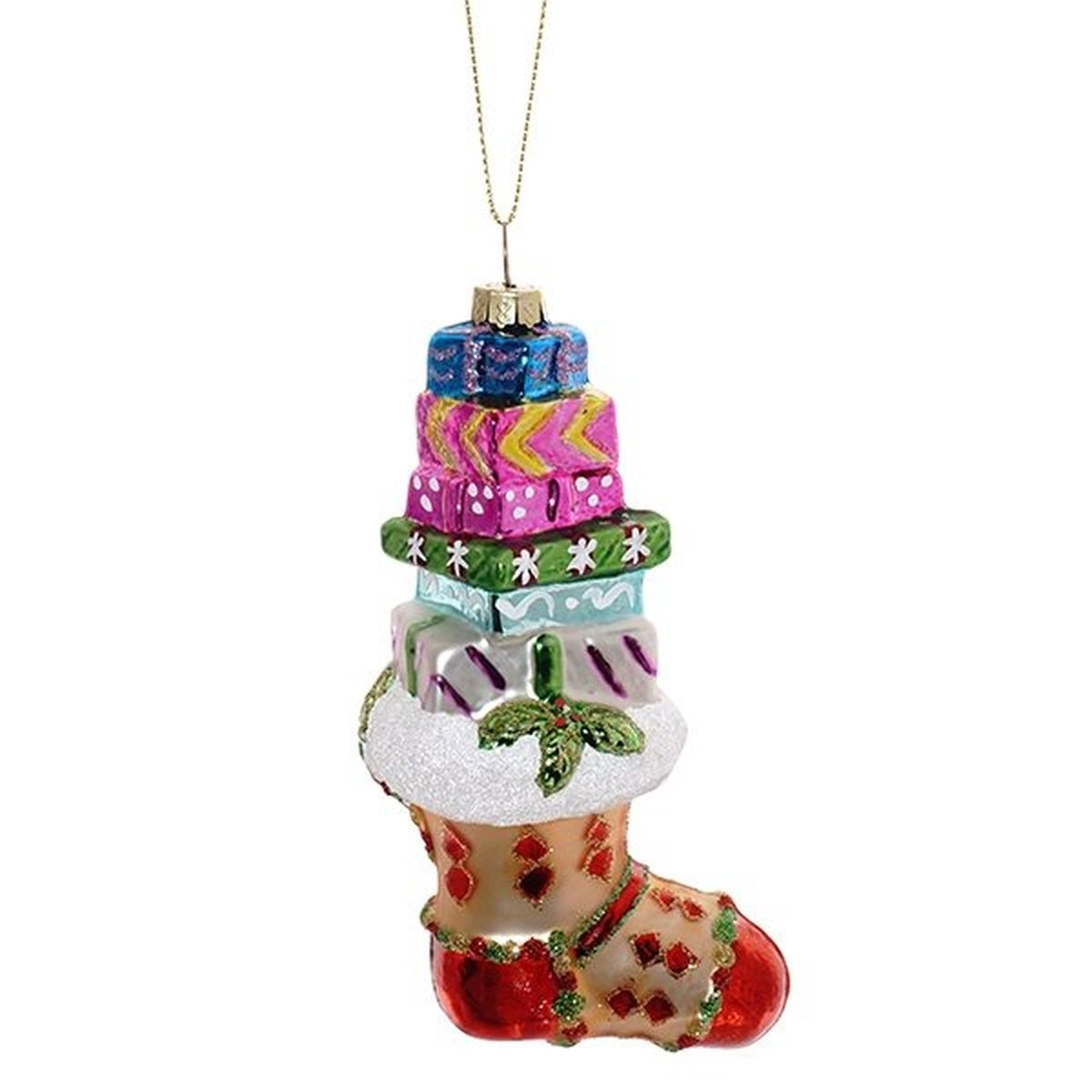 Изображение товара Елочная игрушка Носок с подарками 719586 16 см х 6 см разноцветный