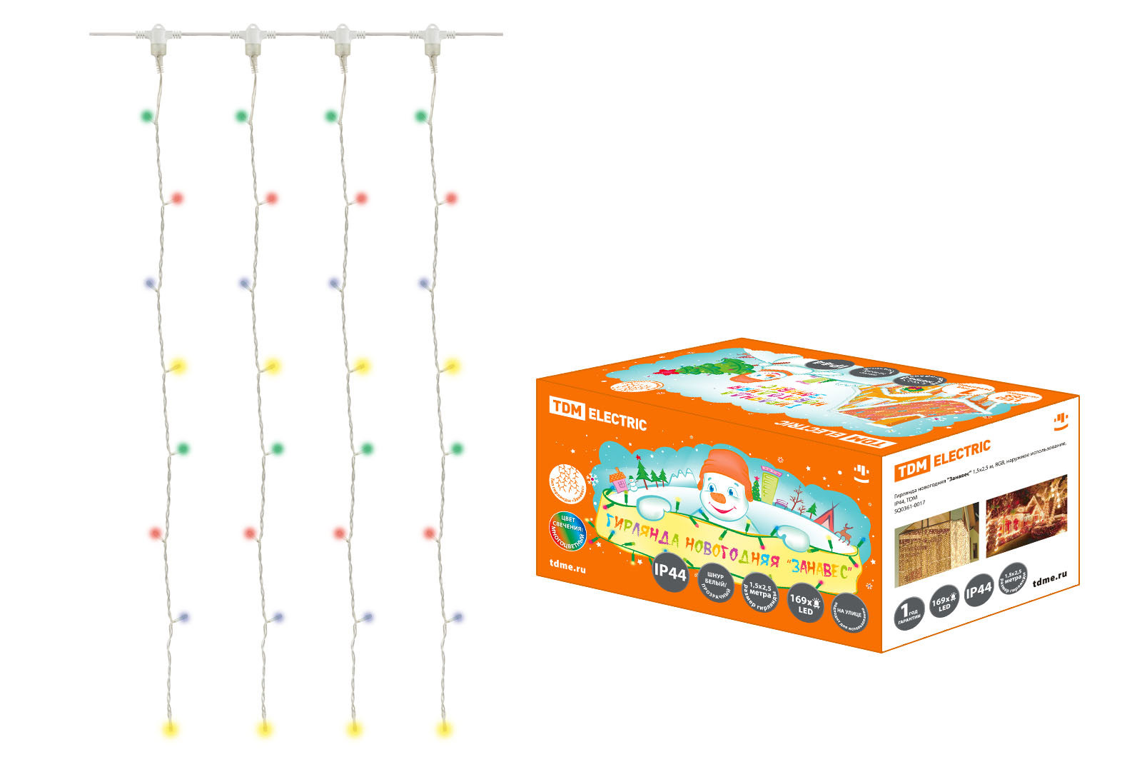 Изображение товара Электрогирлянда занавес универсальная 1м 30 ламп 5 режимов Tdm electric 0361-0017