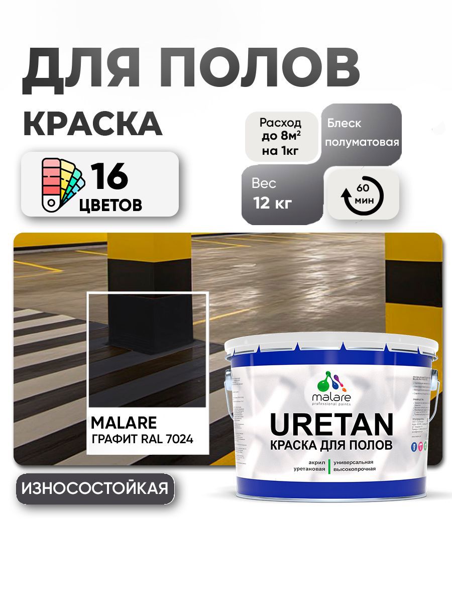 Изображение товара Эмаль Malare Professional Uretan графитовая 12 кг