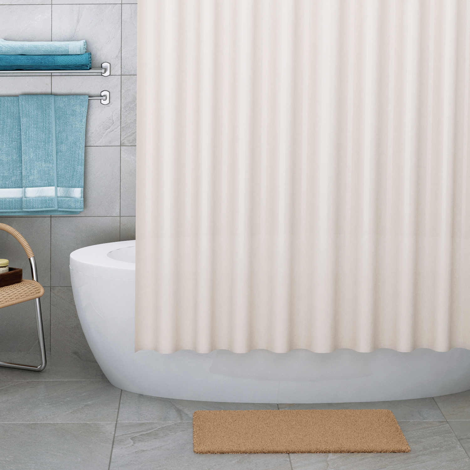 Изображение товара Шторка для ванной комнаты Wasserkraft SC-10103 200x240см цвет бежевый Изображение товара Шторка для ванной комнаты Wasserkraft SC-10103 200x240см цвет бежевый