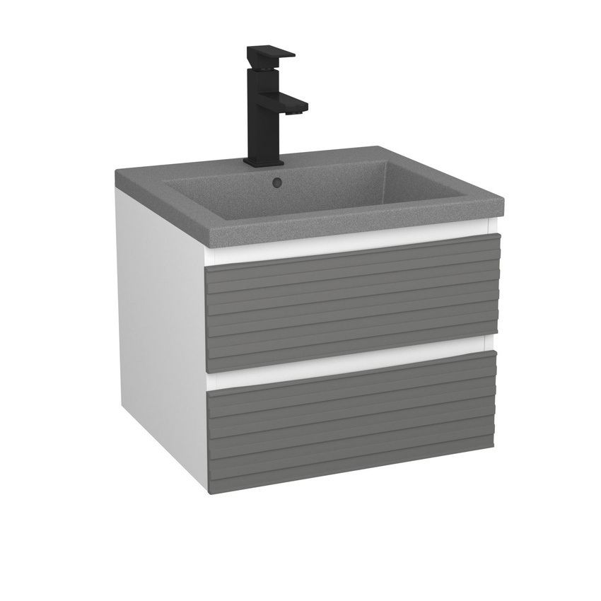 Изображение товара Подвесная тумба под раковину BAUEDGE Stil Loft 50 с раковиной и смесителем Hotel Black