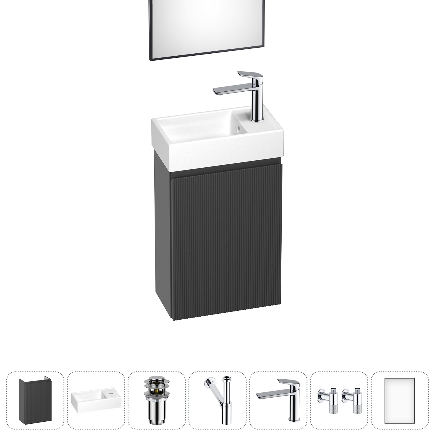 Изображение товара Тумба с раковиной Wellsee WC Area 20216902R комплект для ванной 40 см