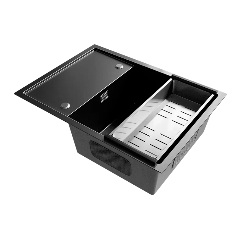 Изображение товара Мойка для кухни Ulgran US 680-002-LM 50x68 см нержавеющая сталь AISI 304 черный металлик