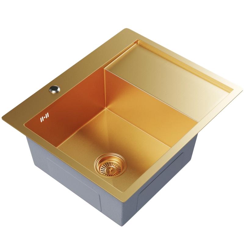 Изображение товара Мойка кухонная врезная ML 552924 золото 50x60 см с глубиной 20 см PVD покрытие