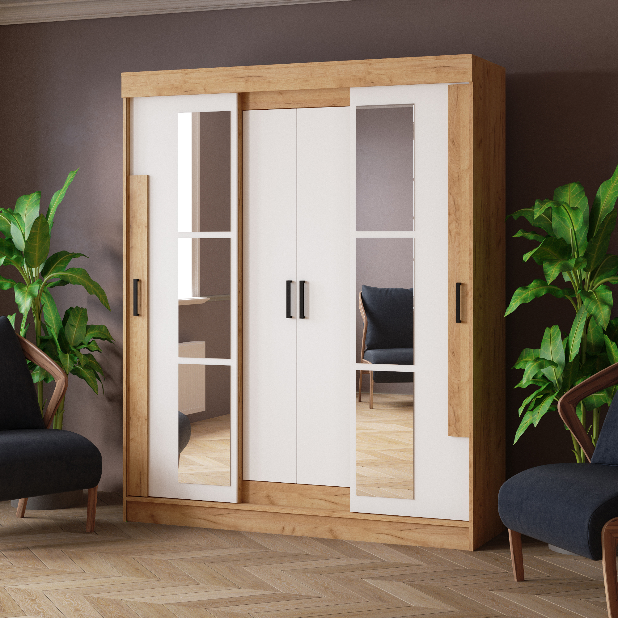 Изображение товара Шкаф-купе Твист от МИКОНа белый/дуб крафт золотой 210x170x53 см