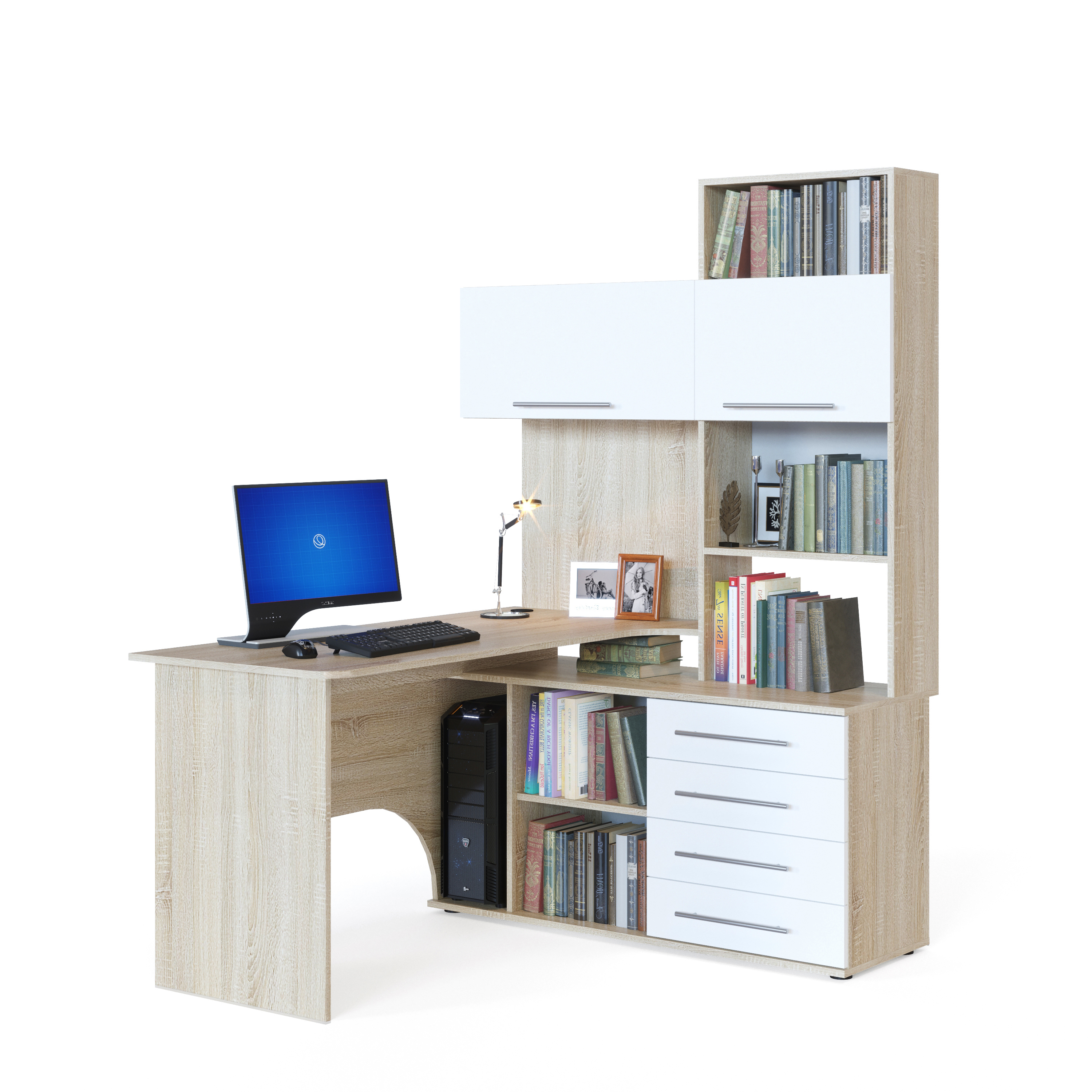 Изображение товара Письменный стол Сокол-т КСТ-14.1П 135x182.8x123.5 см дуб сонома