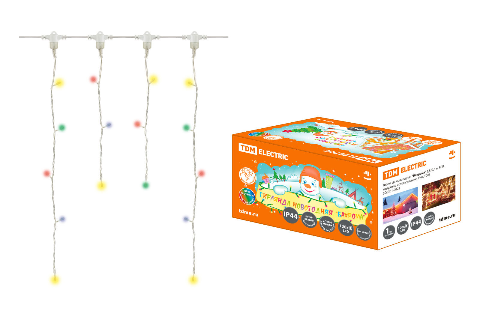 Изображение товара Электрогирлянда бахрома Tdm electric 0361-0023 1м 50 ламп RGB IP44 наружное использование