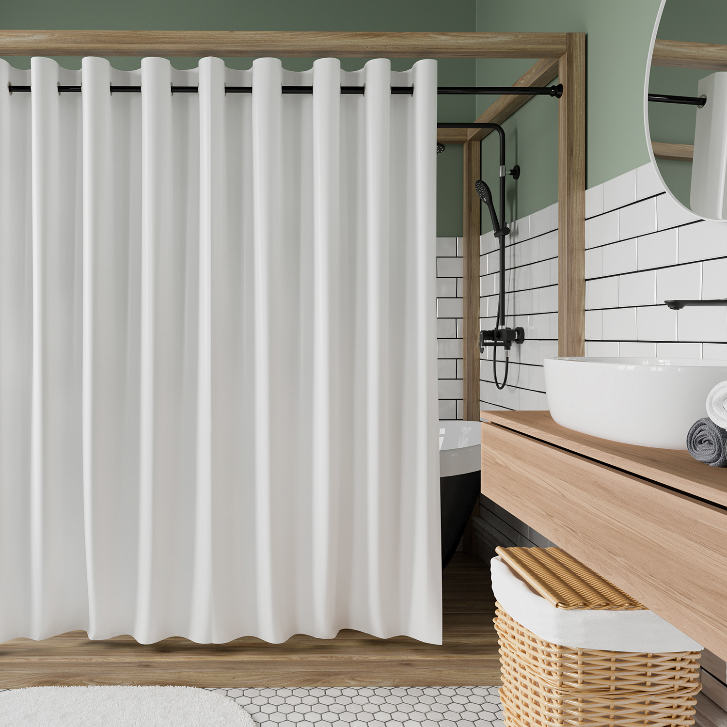 Изображение товара Шторка для ванной Wasserkraft Vils SC-10202 200x200 см, цвет белый