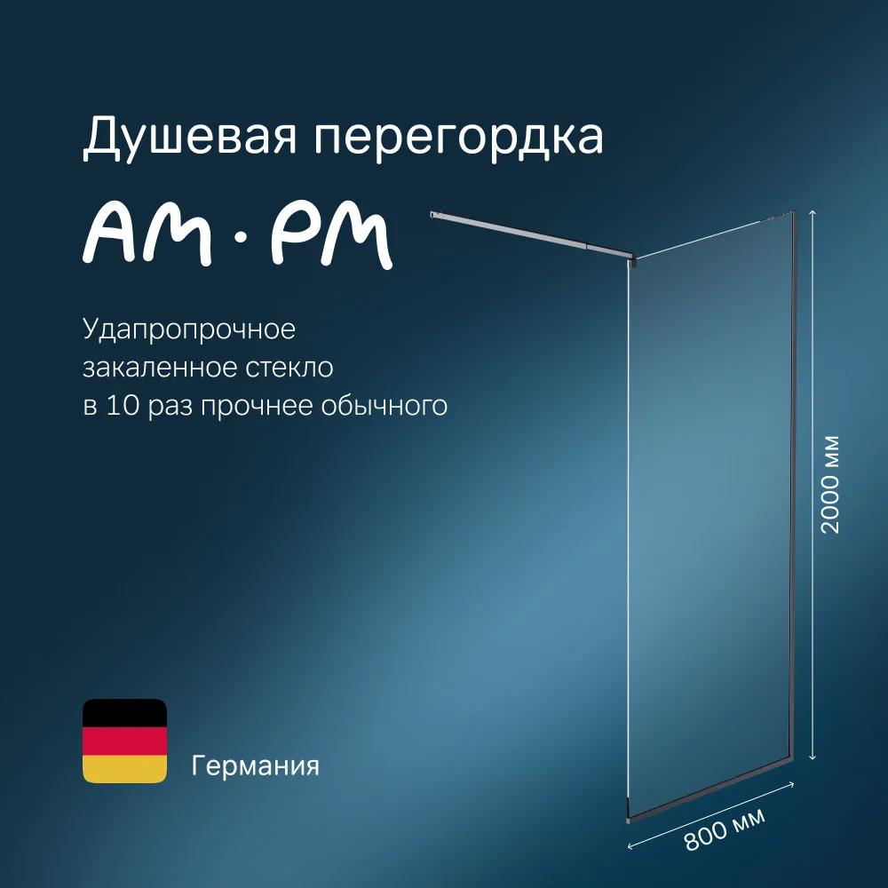 Изображение товара Душевая перегородка AM.PM W84WI-90-F1-BTE 90.1x200 см стекло черный профиль