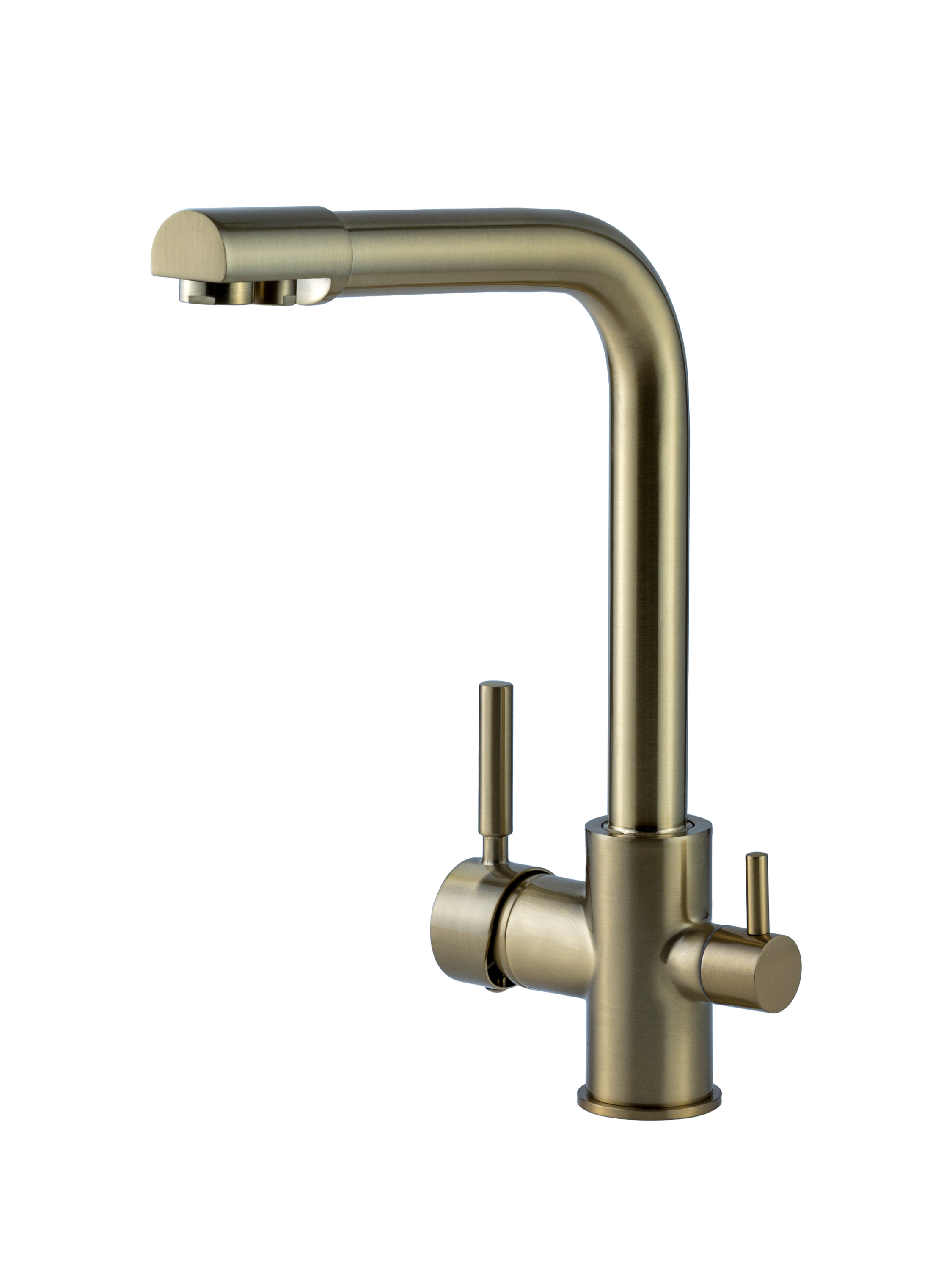 Изображение товара Смеситель для кухни Potato P4498-2G с фильтром для питьевой воды поворотный излив 30 см цвет матовое золото