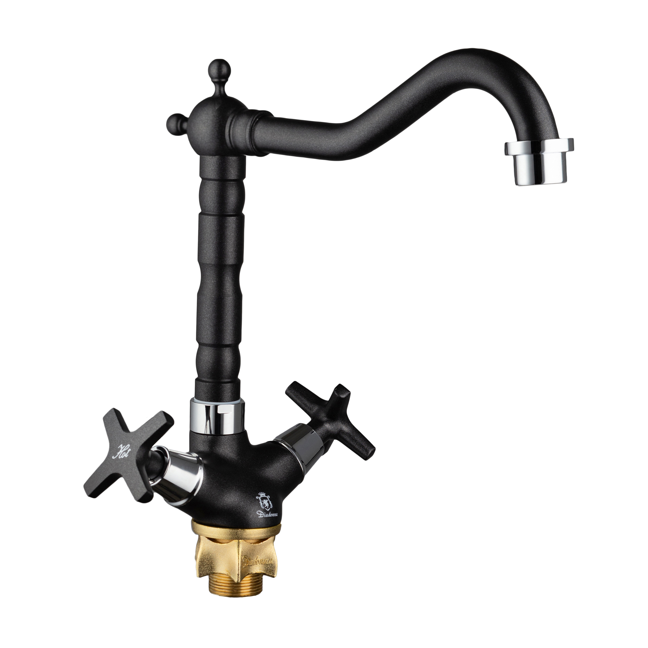 Изображение товара Смеситель кухонный Diadonna D86-744351BL с поворотным изливом 18 см черный