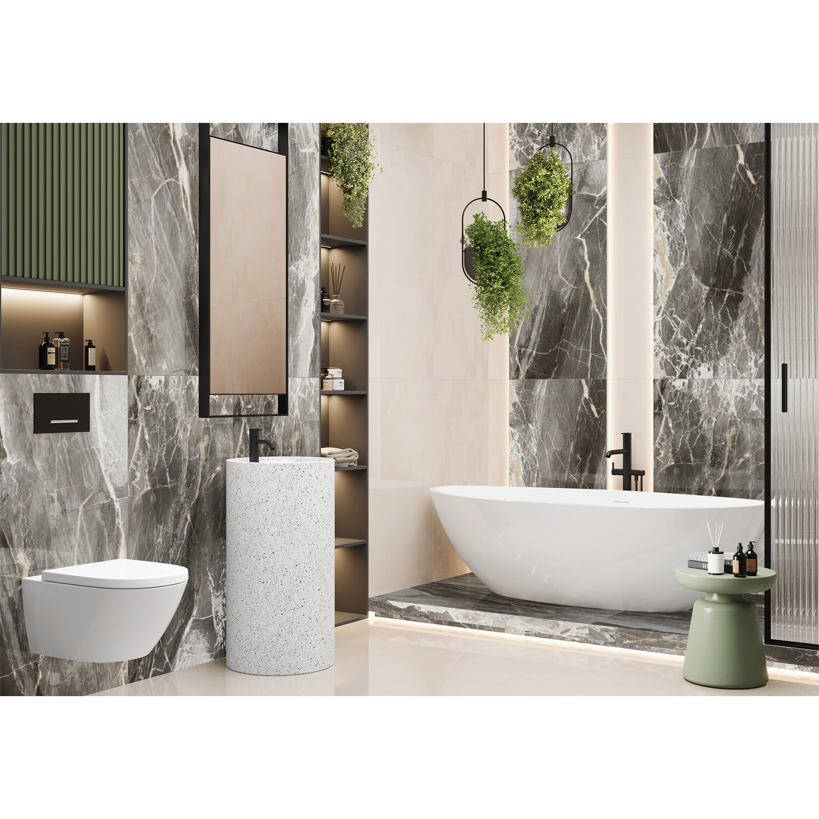 Изображение товара Керамогранит Lcm 60x120 полированный серый с мраморным эффектом