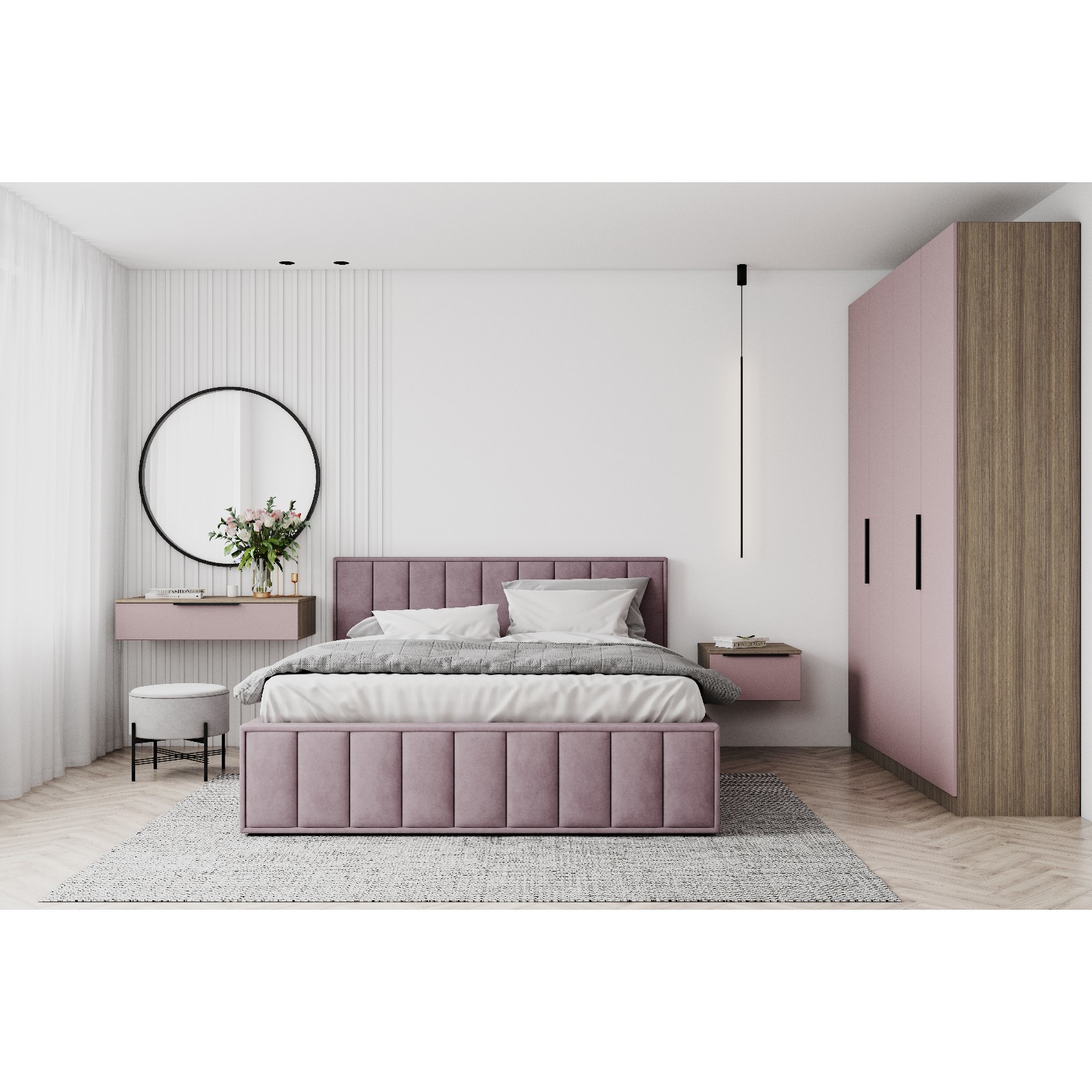 Изображение товара Кровать Лана 10640109 172x103.5x215 см ЛДСП цвет розовый