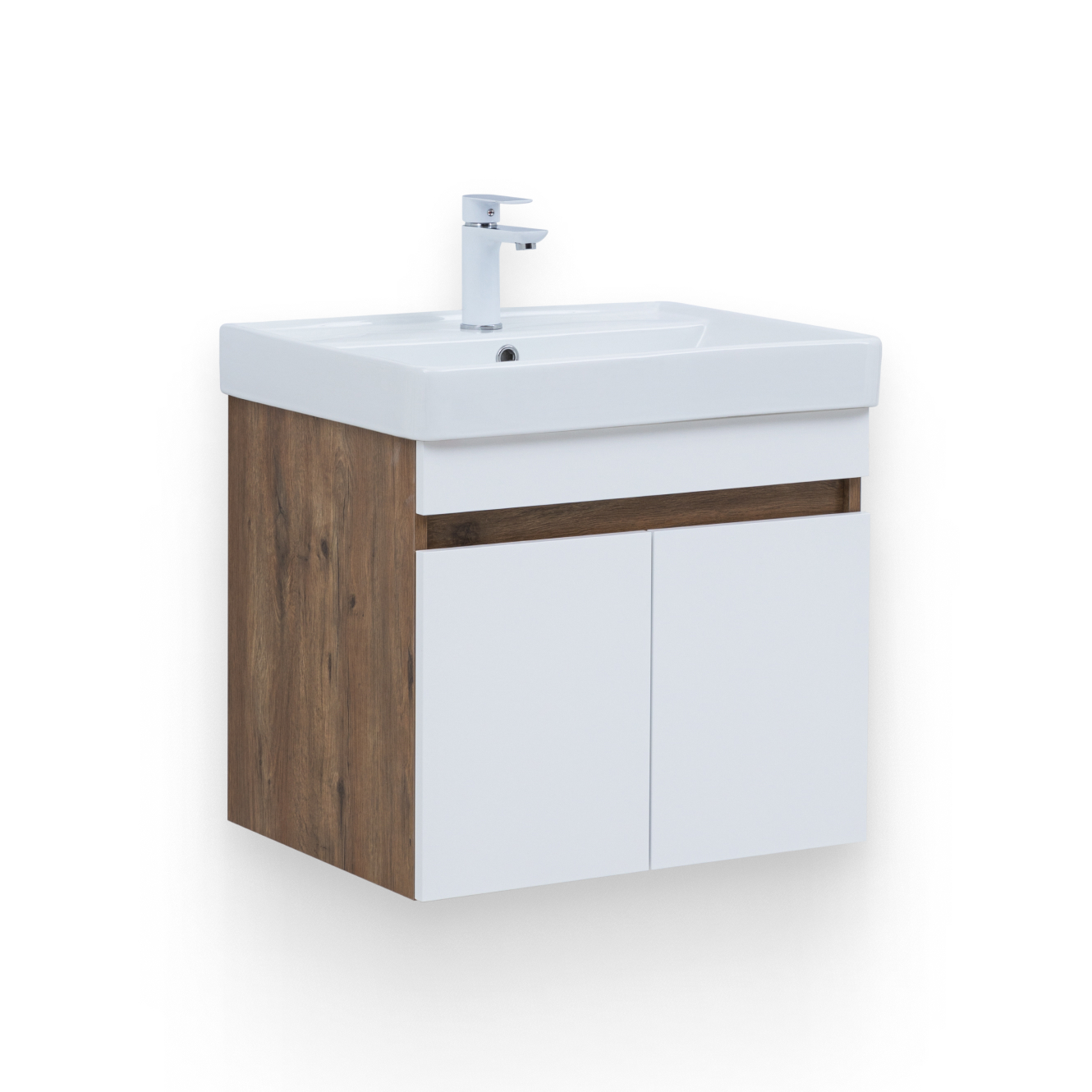 Изображение товара Тумба под раковину напольная Aquanet 00344791 58.2см цвет дуб рустикальный/белый сатин