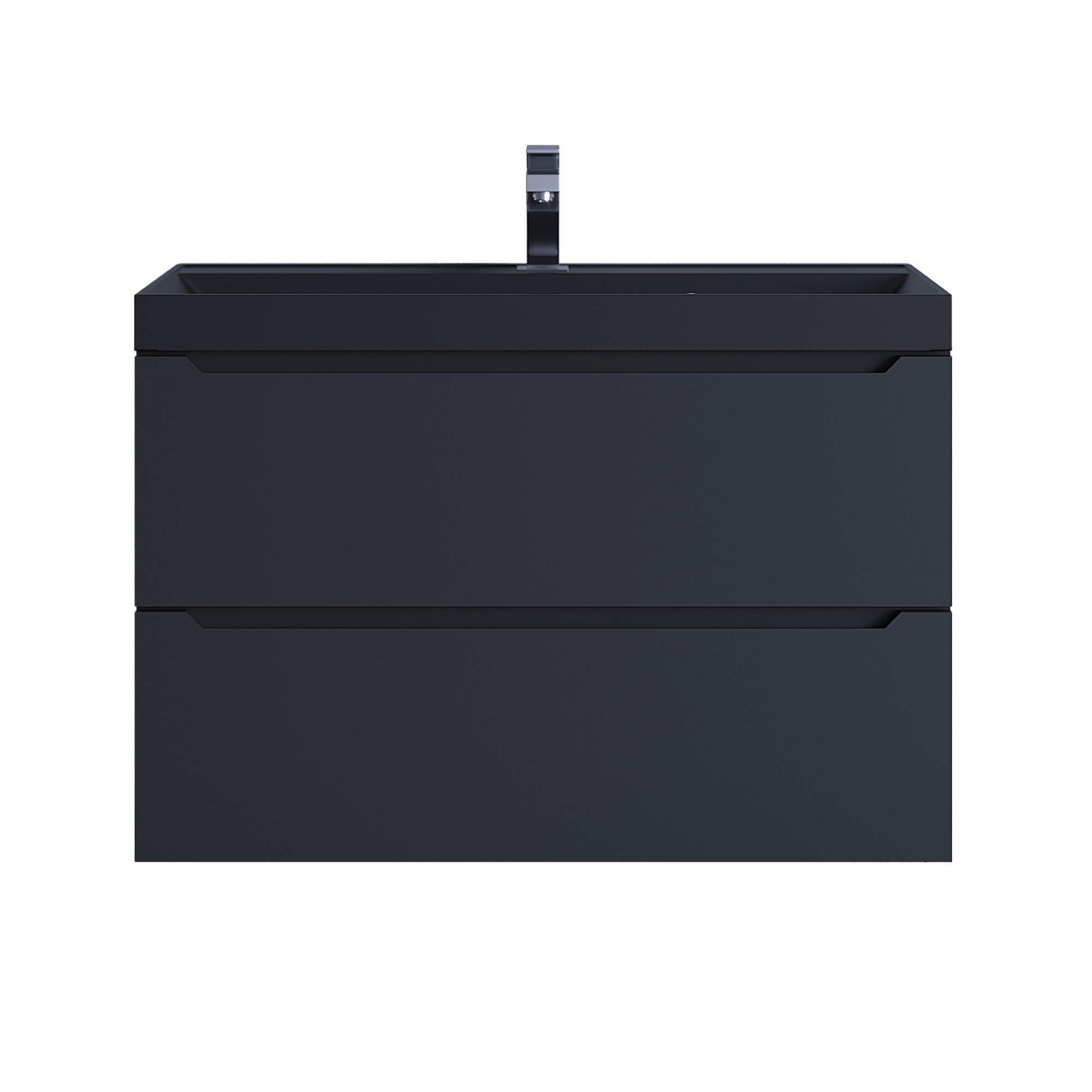 Изображение товара Тумба с раковиной для ванной подвесная Uperwood Tanos-Classic Quartz 80x45x55 см черная/уголь