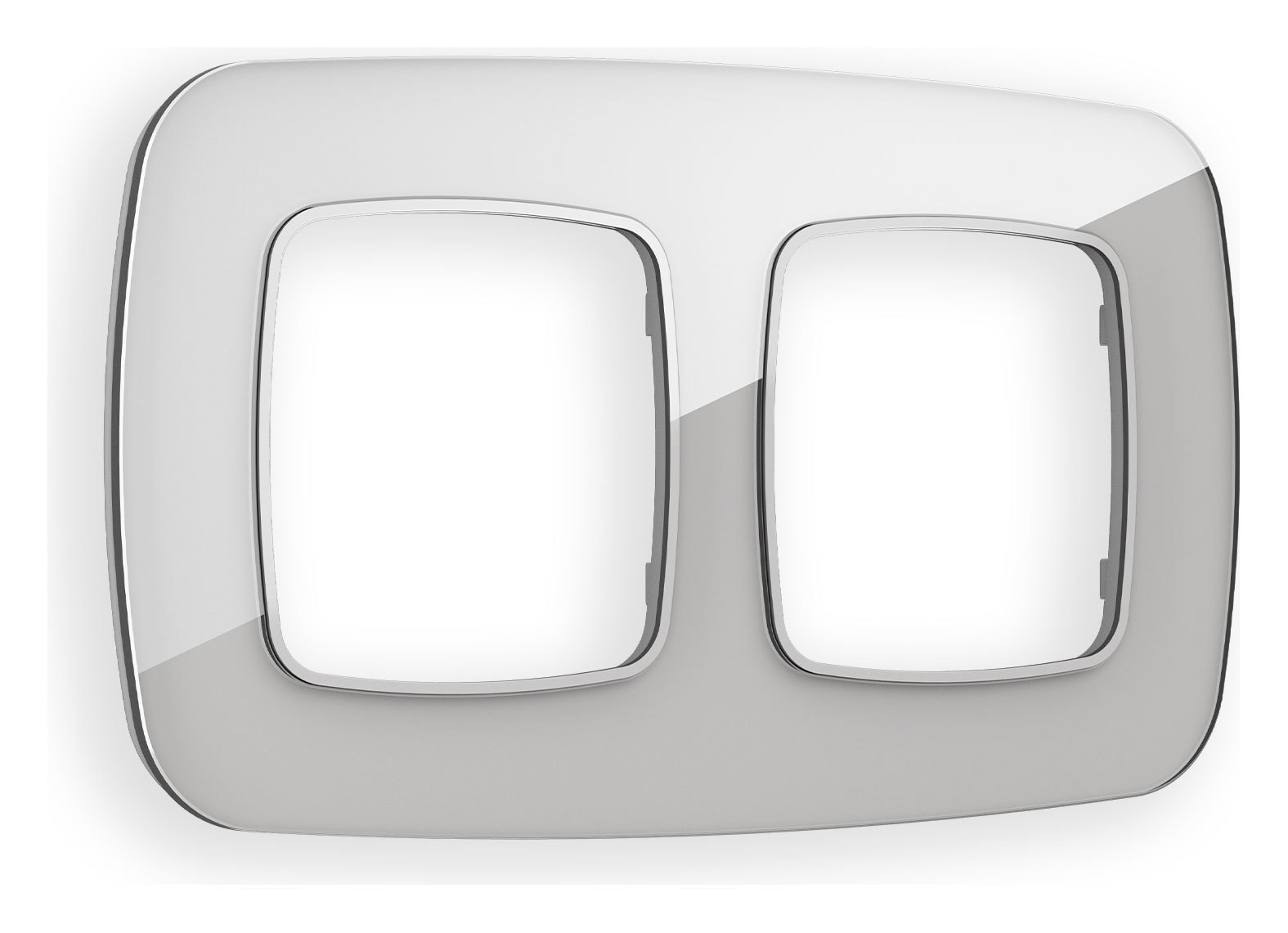 Изображение товара Рамка для розеток и выключателей Ambrella volt Omega Radian OF320402 2 поста цвет серебро