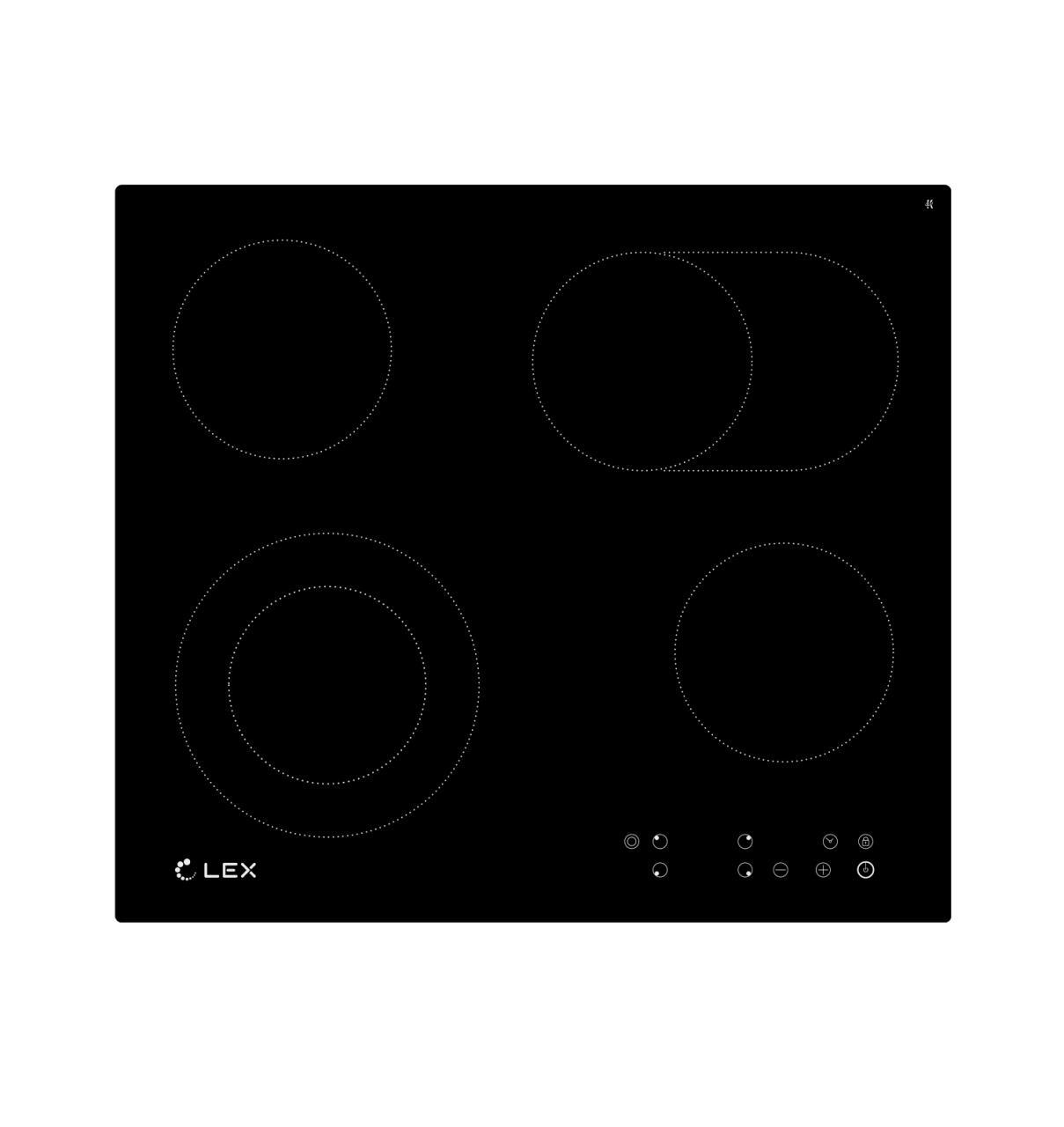 Изображение товара Электрическая варочная панель Lex EVH 642 BL, 4 конфорки, стеклокерамика, 59 см