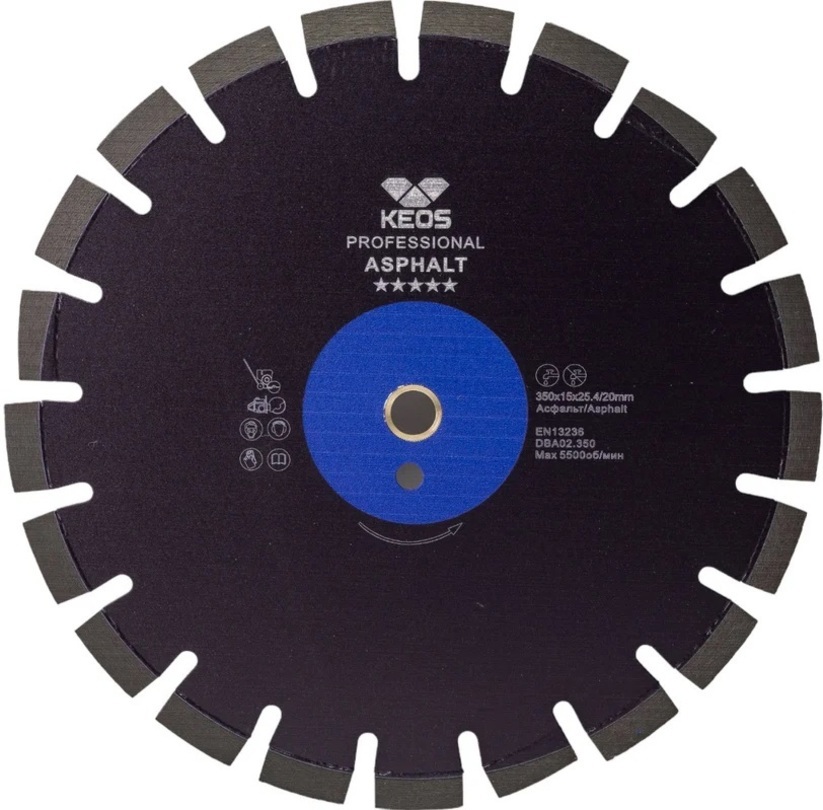 Изображение товара Диск алмазный по асфальту Keos DBA02.350 с сегментированной кромкой 350x25.4x3.2 мм