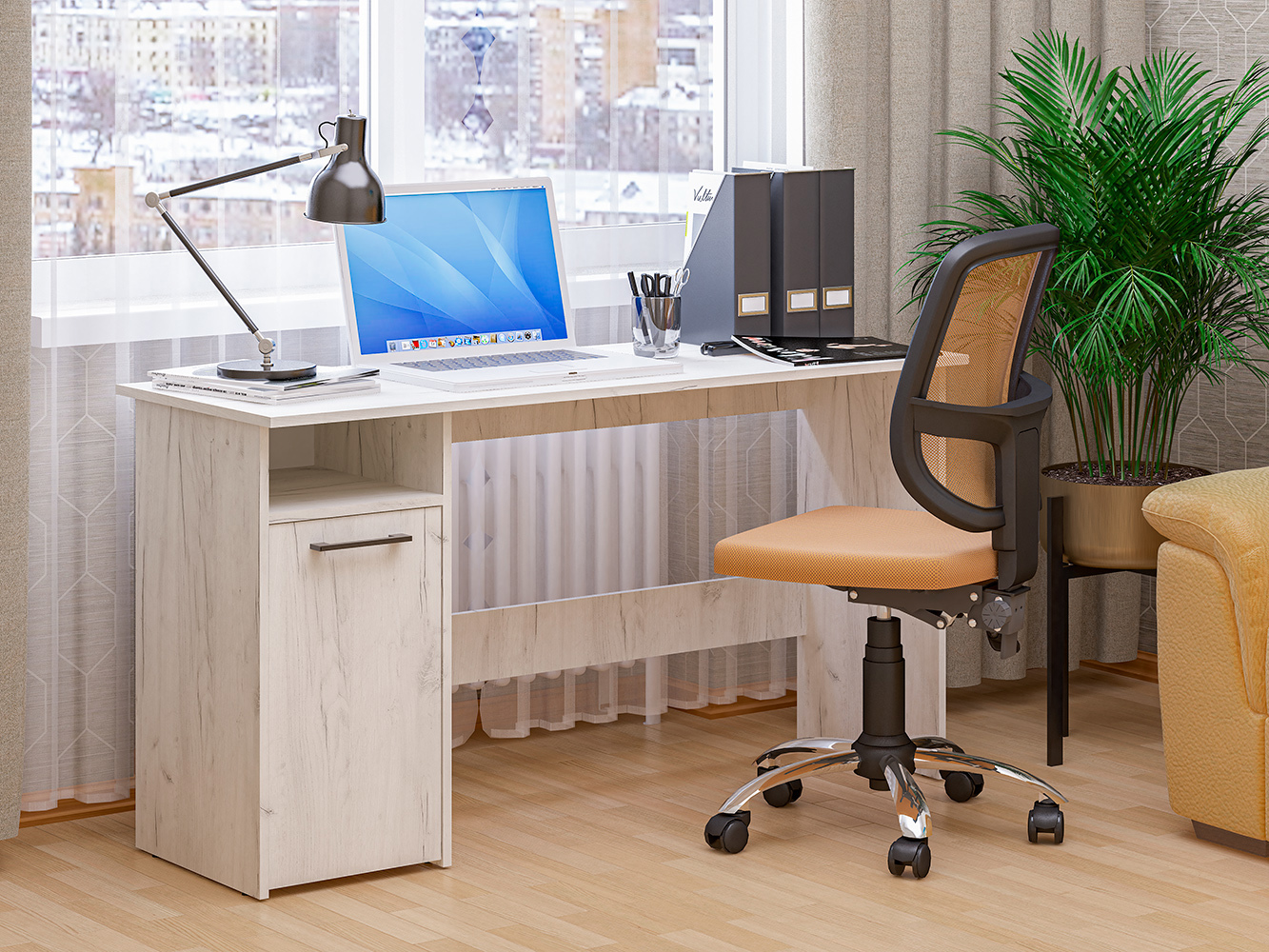 Изображение товара Стол письменный Фронда-7 из ЛДСП белый с дубовым оттенком 140x75x50 см