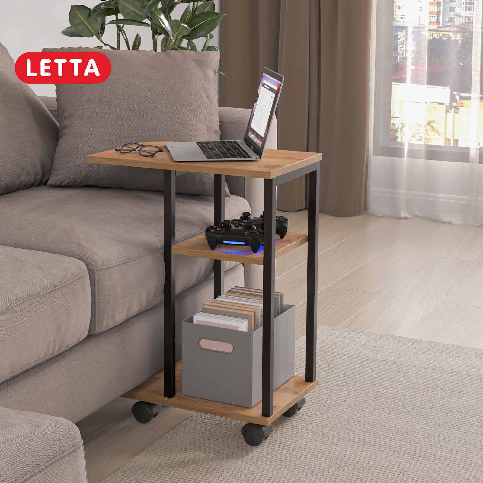 Изображение товара Тумба прикроватная Letta Fiji 470x640x30 см металл цвет дуб вотан