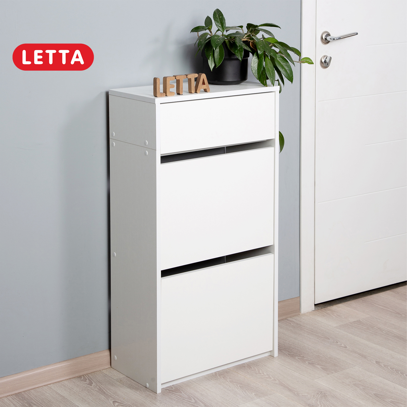 Изображение товара Шкаф для обуви Letta Ultra 94.6x52x27.4 см белый с 3 ящиками и 2 секциями