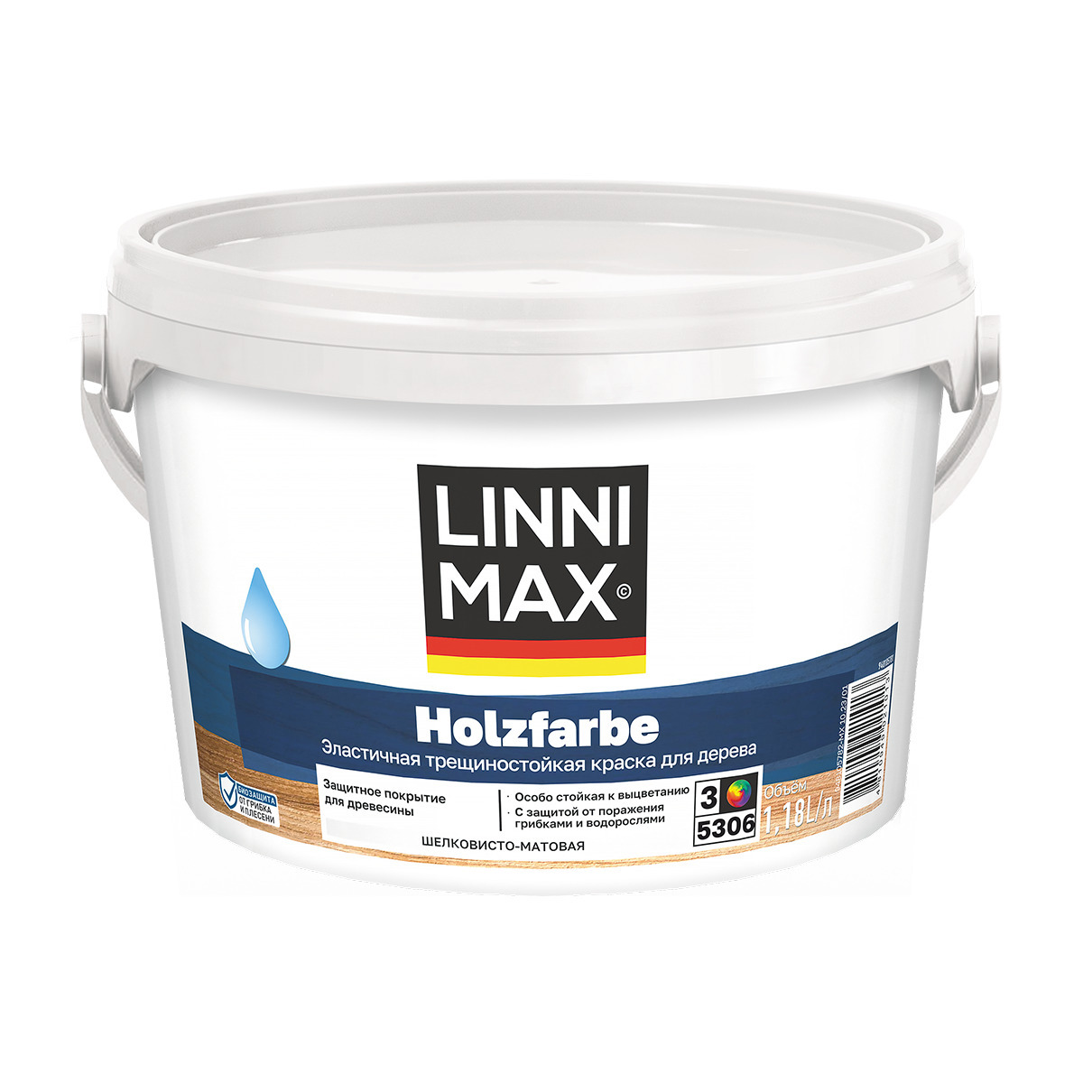 Изображение товара Краска фасадная для дерева Linnimax holzfarbe матовая база C бесцветная 1.18 л