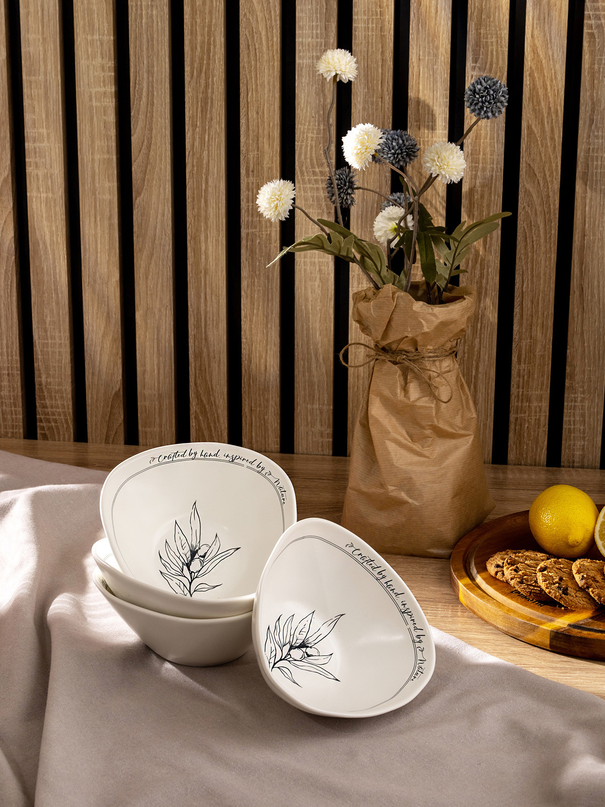 Изображение товара Набор тарелок глубоких 500 мл Оливки Deнастия фигурный Фарфор цвет белый 4 шт