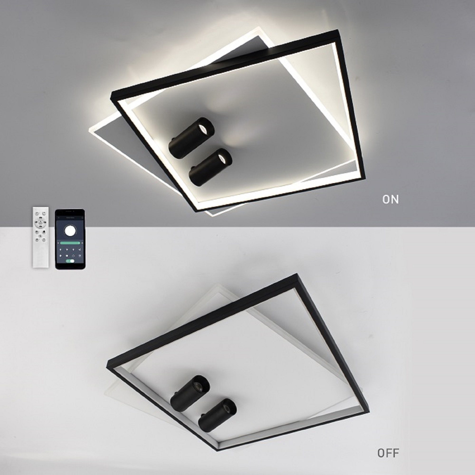 Изображение товара Люстра потолочная Estares с пультом управления 20 м² регулируемый белый свет черный