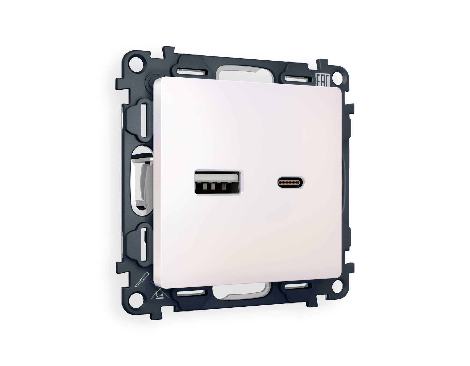 Изображение товара Встраиваемая розетка Ambrella Volt Альфа MA211010 с заземлением жемчуг