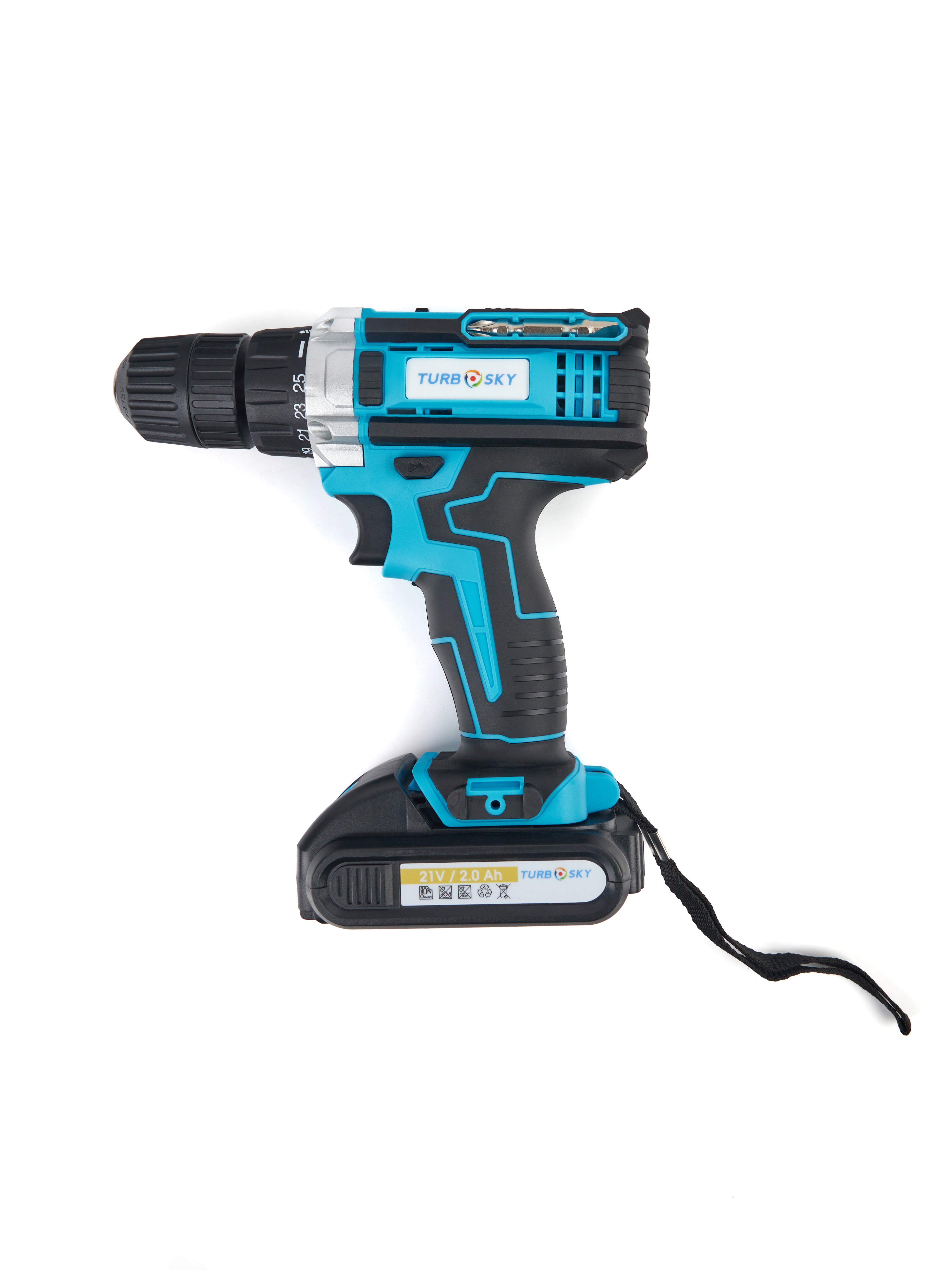 Изображение товара Дрель-шуруповерт аккумуляторная ударная Turbosky ДА-21/2.0, 21 В Li-Ion 2x2 Ач