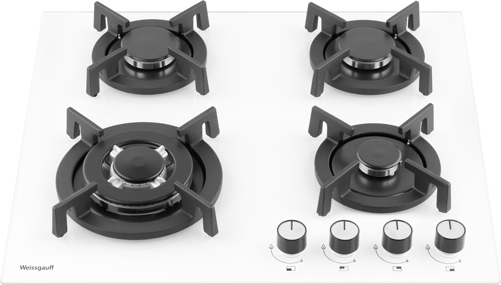 Изображение товара Газовая варочная панель Weissgauff HGG 640 WGV 60 см 4 конфорки цвет белый 683376