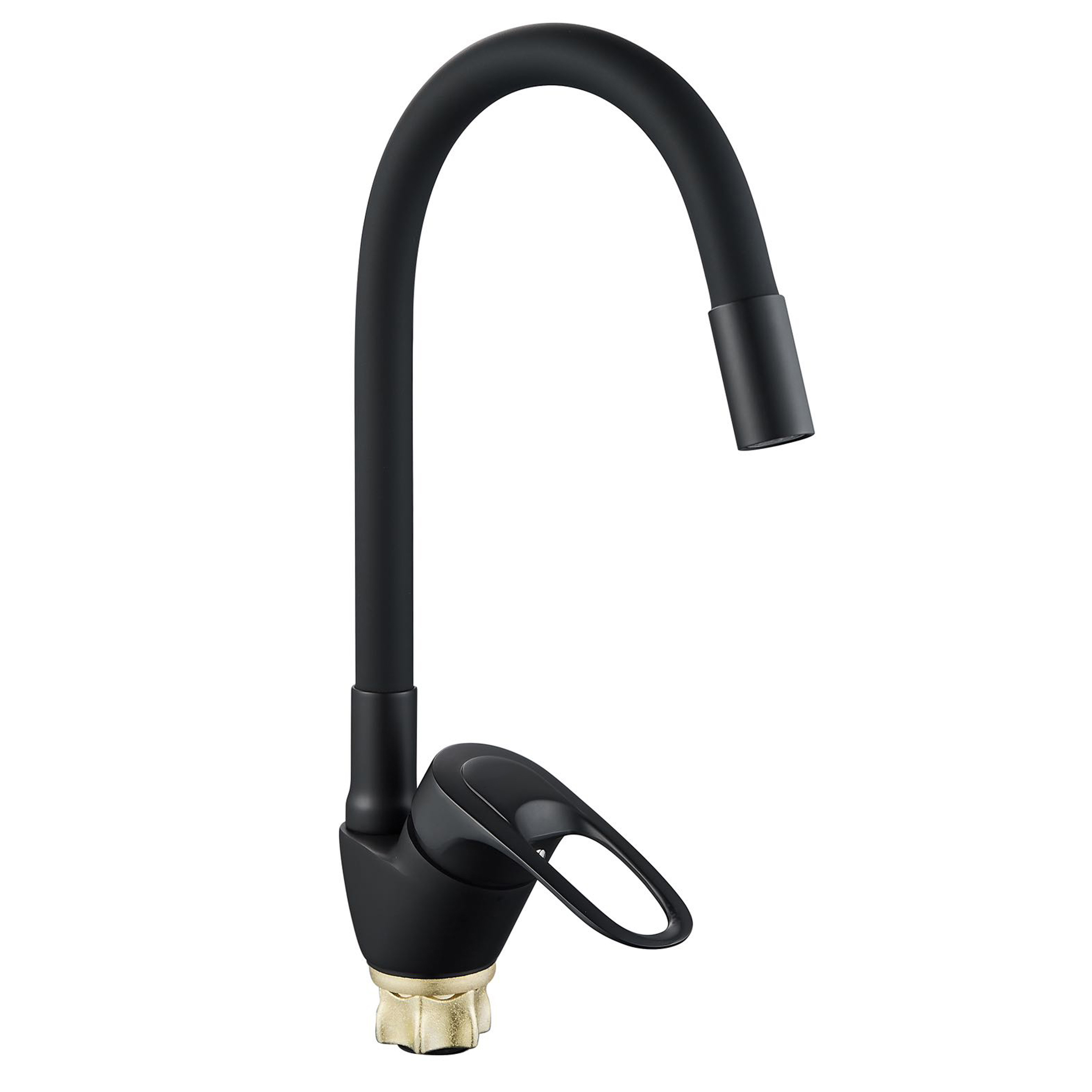 Изображение товара Высокий гибкий смеситель для кухни ALOUTE A3193H-2 черный из нержавеющей стали