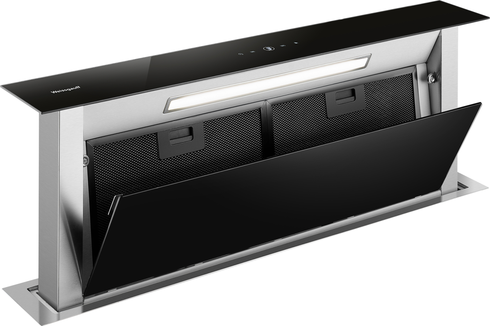 Изображение товара Встраиваемая вытяжка Weissgauff Down Draft 900 Touch Inverter Black 86.8 см черная