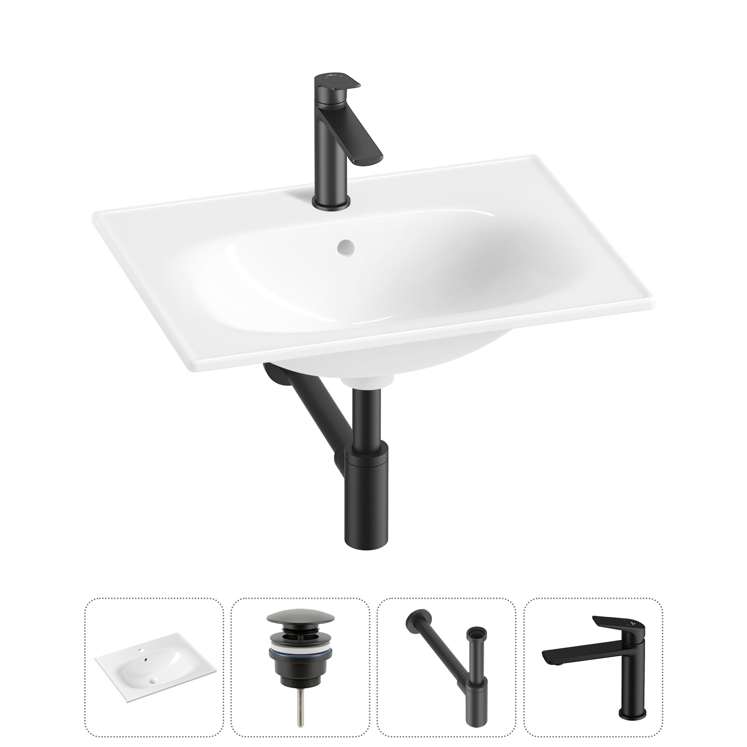 Изображение товара Раковина Lavinia boho bathroom sink 60 см с донным клапаном сифон и смесителем