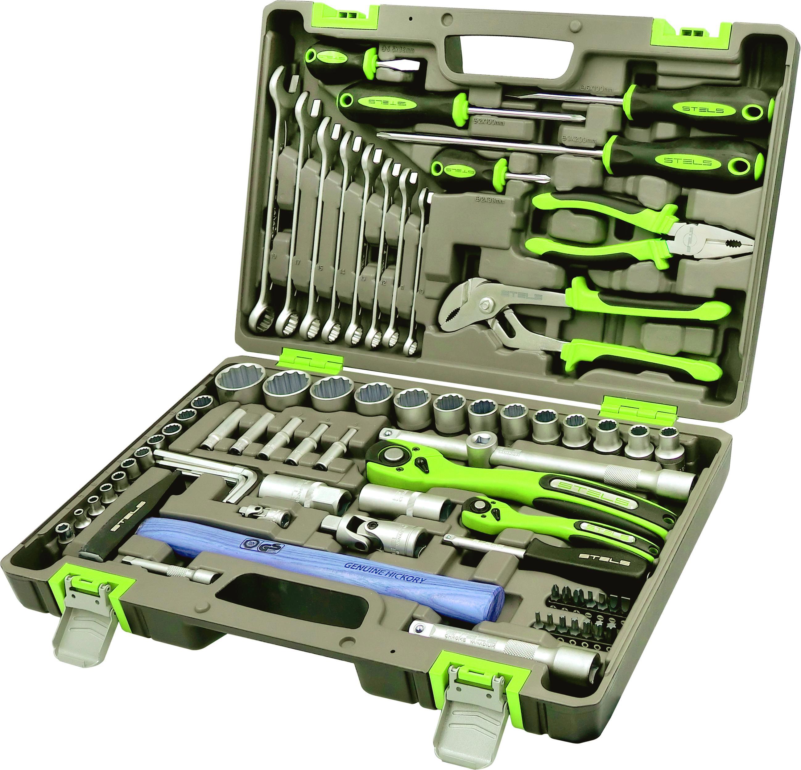 Изображение товара Набор инструментов STELS 14116 76 предметов с двумя трещотками и кейсом