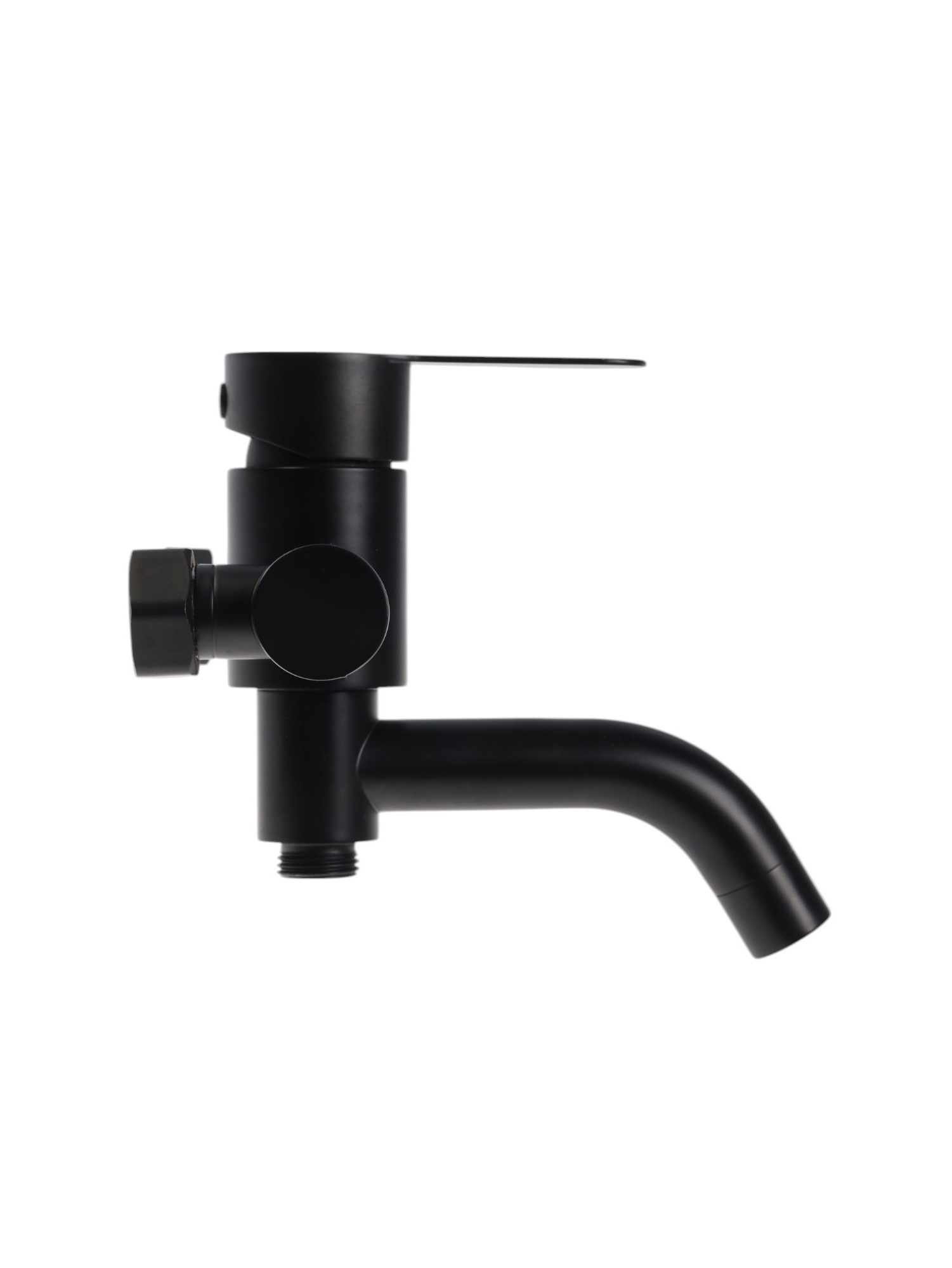 Изображение товара Смеситель для ванны Zein 9855530 черный изогнутый излив с душевым набором