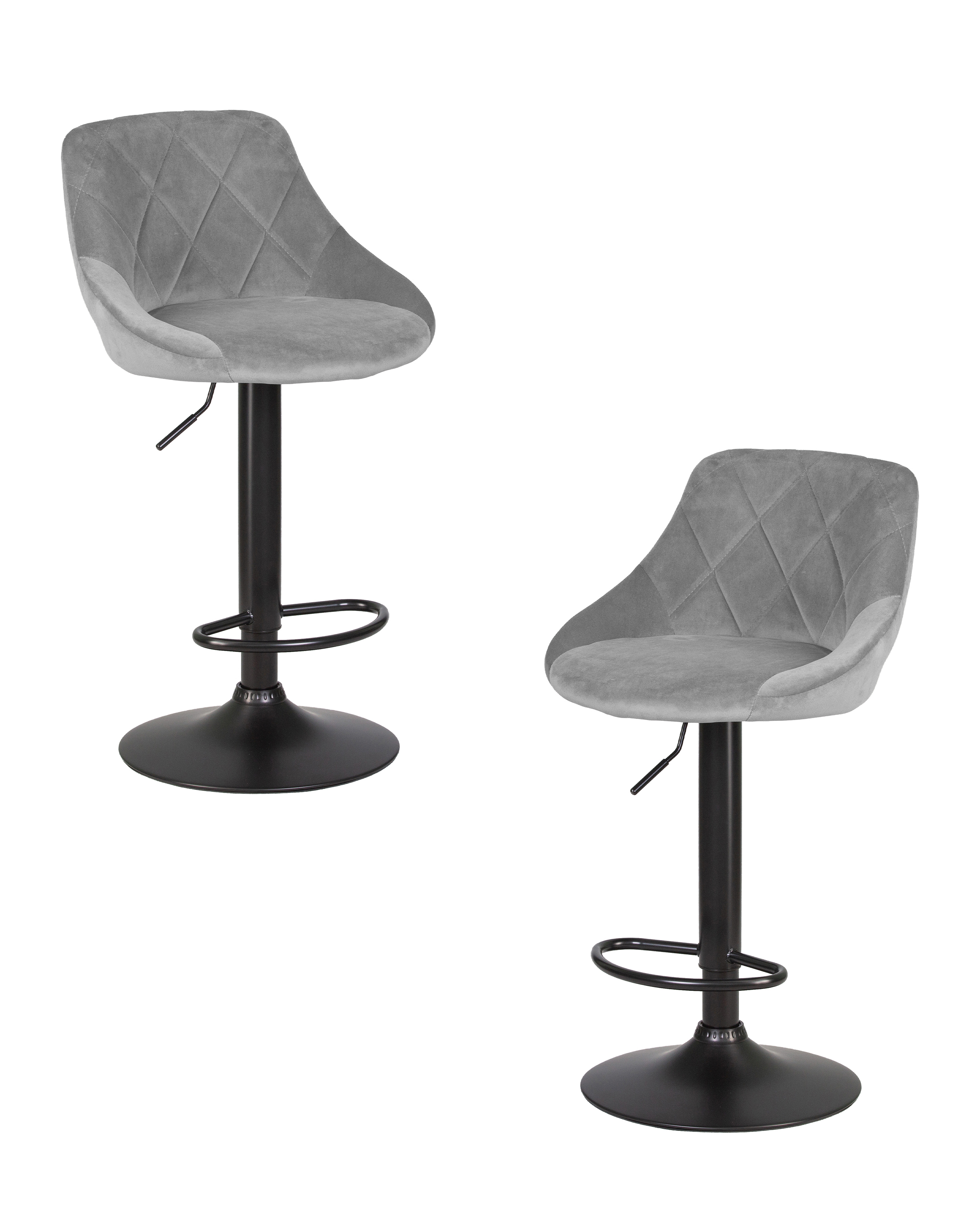 Изображение товара Барный стул Dobrin Logan black lm-5007, регулируемый, серый велюр, комплект 2 шт